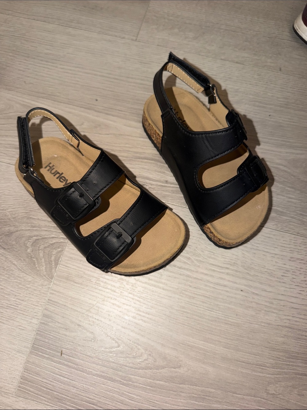 Hurley Kids Black Double-Buckle Backstrap Sandals